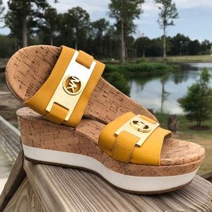 Michael Kors yellow cork sandals